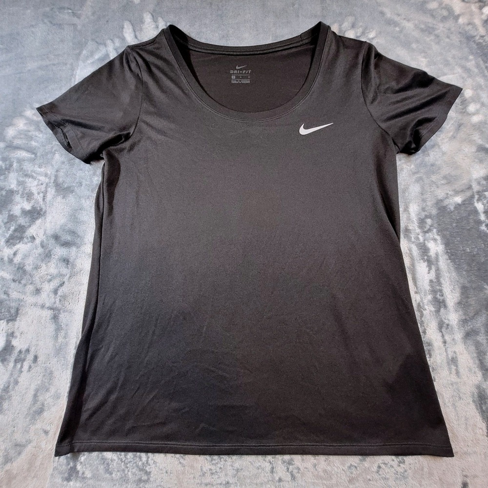 Nike Dri-FIT Womens Medium Black Short Sleeve Scoop Neck Athletic T-Shirt